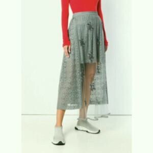 Stella McCartney embellished lace high low skirt Gray size 10